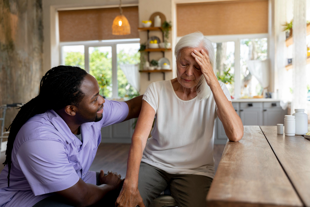 Elderly patient being handled gently by a caregiver to ensure their comfort and well-being. dealing with difficult elderly patients